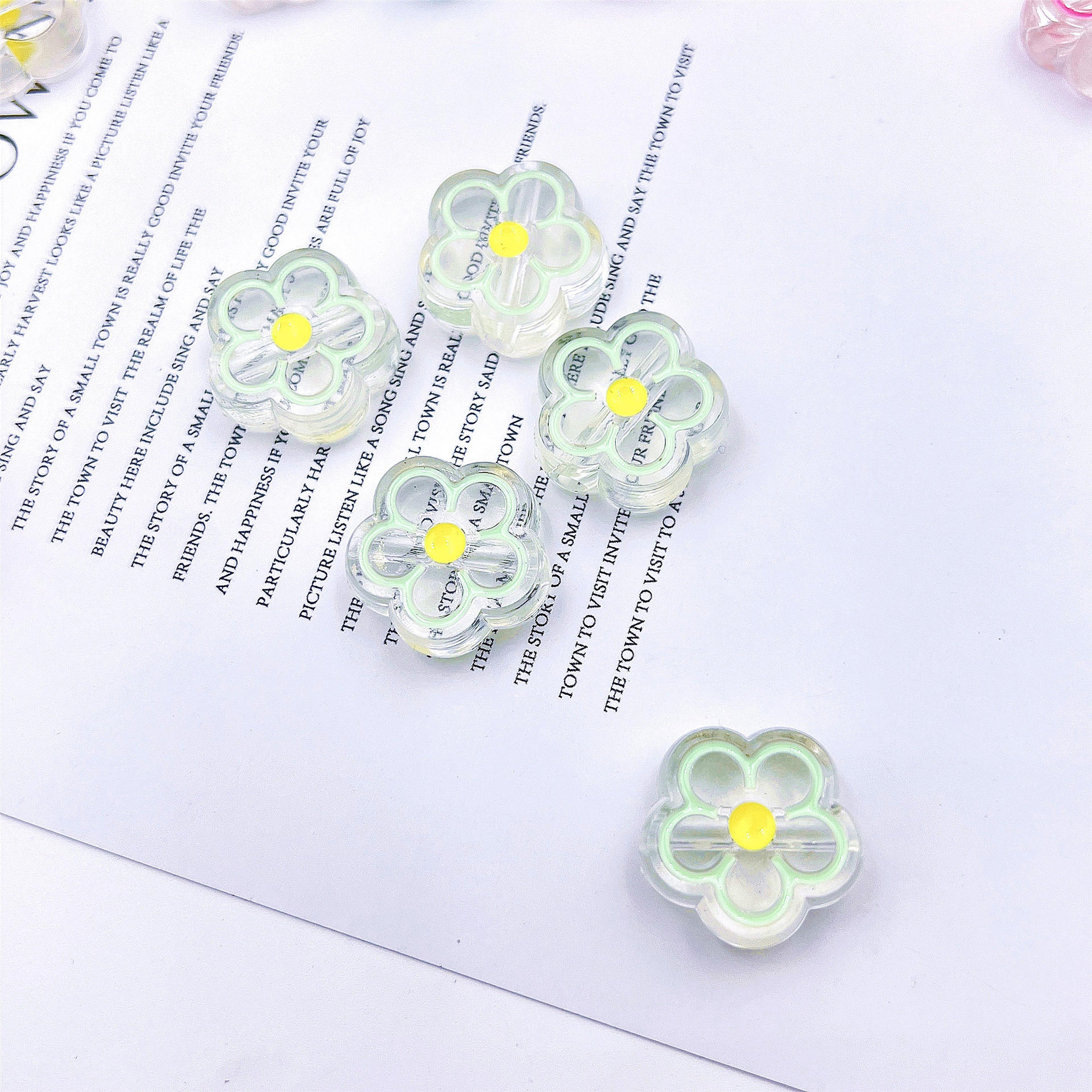 Enamel Design 1 Piece Arylic Flower DIY Jewelry Accessories Beads