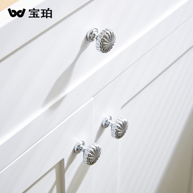 現代簡約鍍鉻單孔全銅南瓜櫃門拉手法式輕奢黃銅抽屜單孔櫥櫃把手