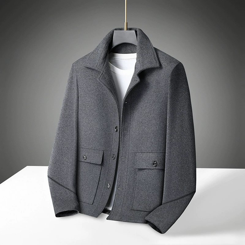 Осенне-зимняя мужская повседневная модная шерстяная куртка больших размеров с отложным воротником в стиле рабочей одежды