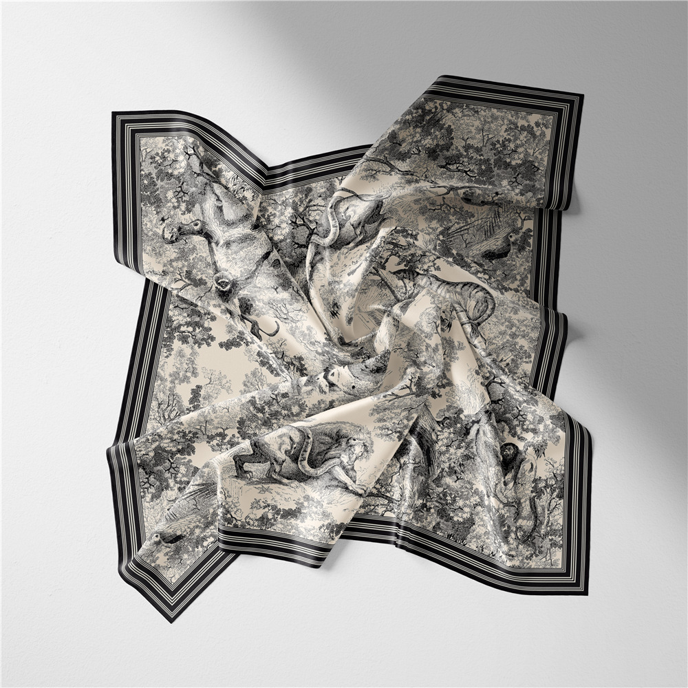 82g Weight Silk Scarf Classification Daily Occasion Satin Material Animal, Plant Pattern Summer, Spring Season Women's Gender Printing Design Simple Style Style Women's Simple Style Animal Plant Satin Printing Silk Scarf 9