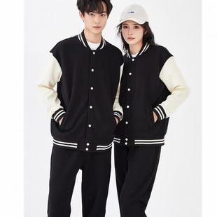 Factory Direct batch 2023 autumn and winter New contrast color V-neck baseball uniform couple fashion button cardigan cotton coat