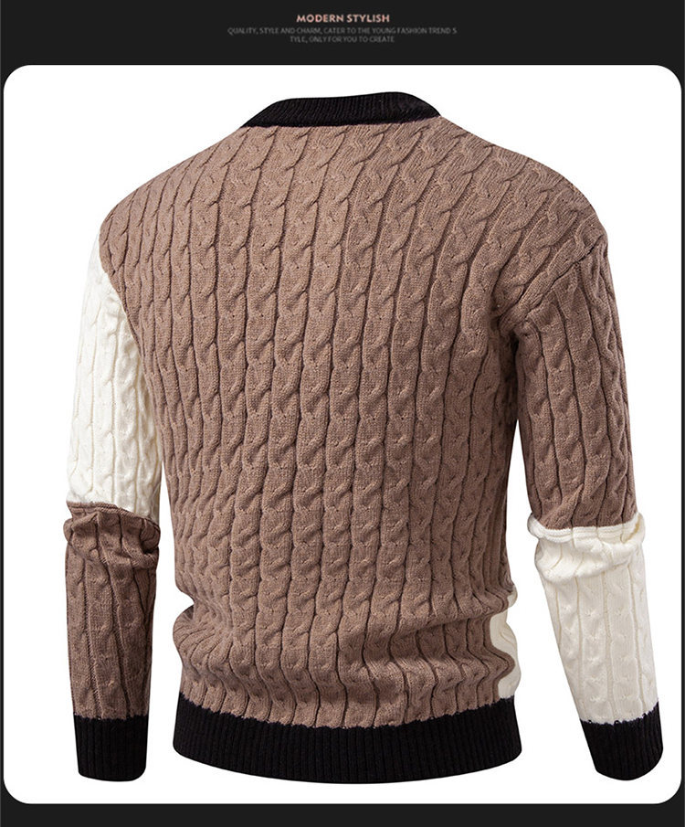 Pull en tricot décontracté pour homme - Pull doux à col rond pour l'automne et l'hiver, coupe ample, manches longues, respirant et confortable_voghion.com