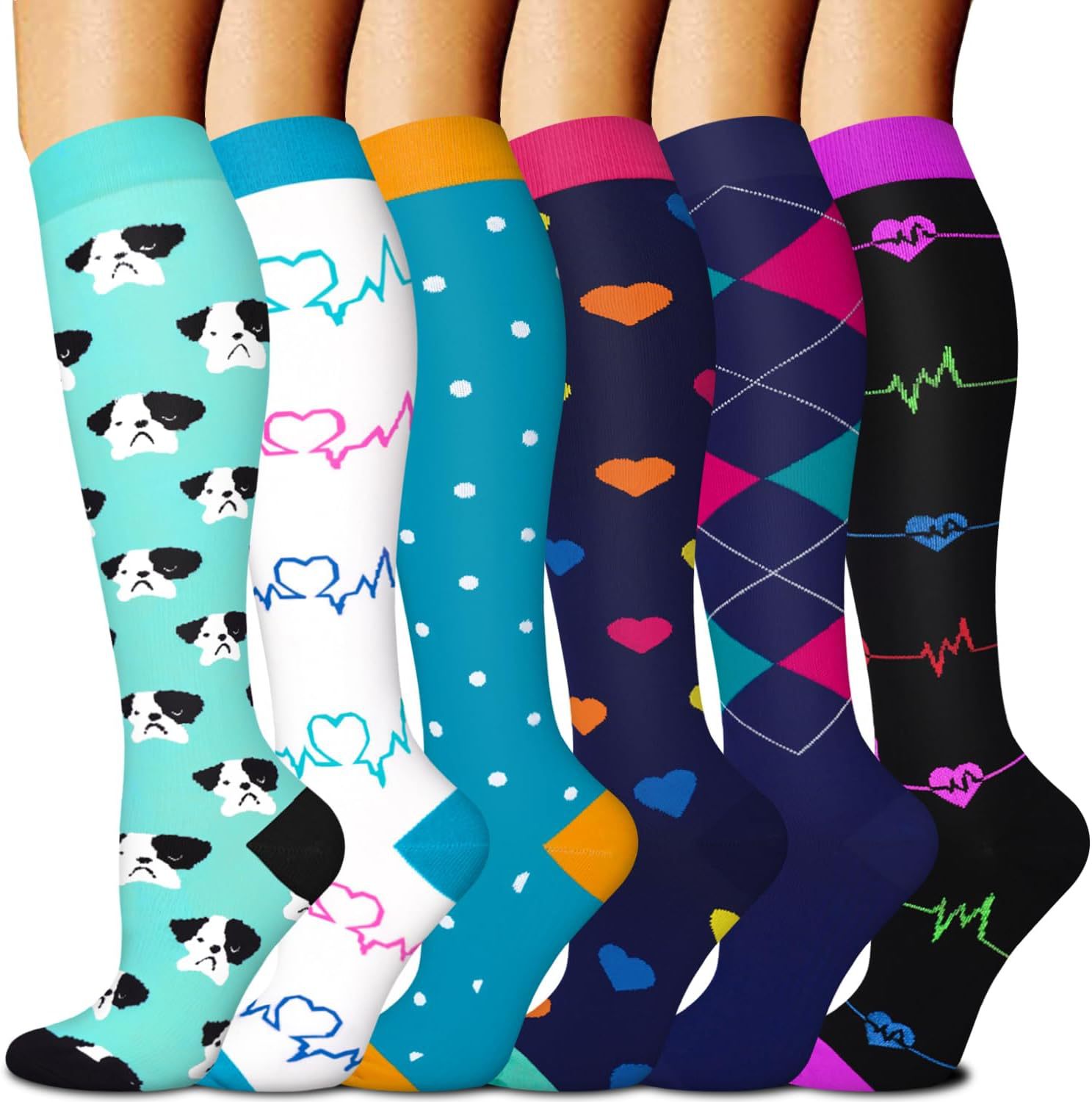 Calcetines de compresión transfronterizos Calcetines de pantorrilla Calcetines elásticos Deportes Ciclismo Correr Calcetines de yoga Calcetines de compresión de tubo largo para hombre Spot para mujer