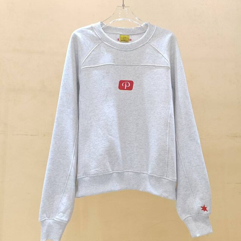 2025 European and American cross-border new style protect trendy brand letter embroidered loose solid color round neck sweatshirt 2025 European and American cross-border new style protect trendy brand letter embroidered loose solid color round neck sweatshirt