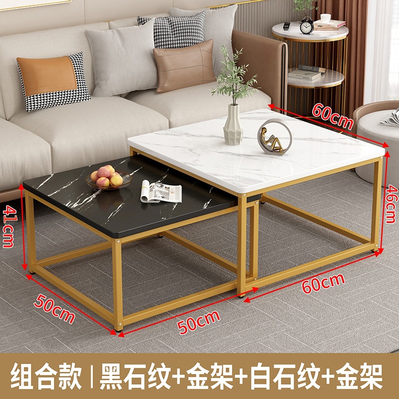 Mesa de café de vidrio nórdico sala de estar creativa red roja redonda traje pequeño apartamento imitación mármol ins mesa de té de hierro