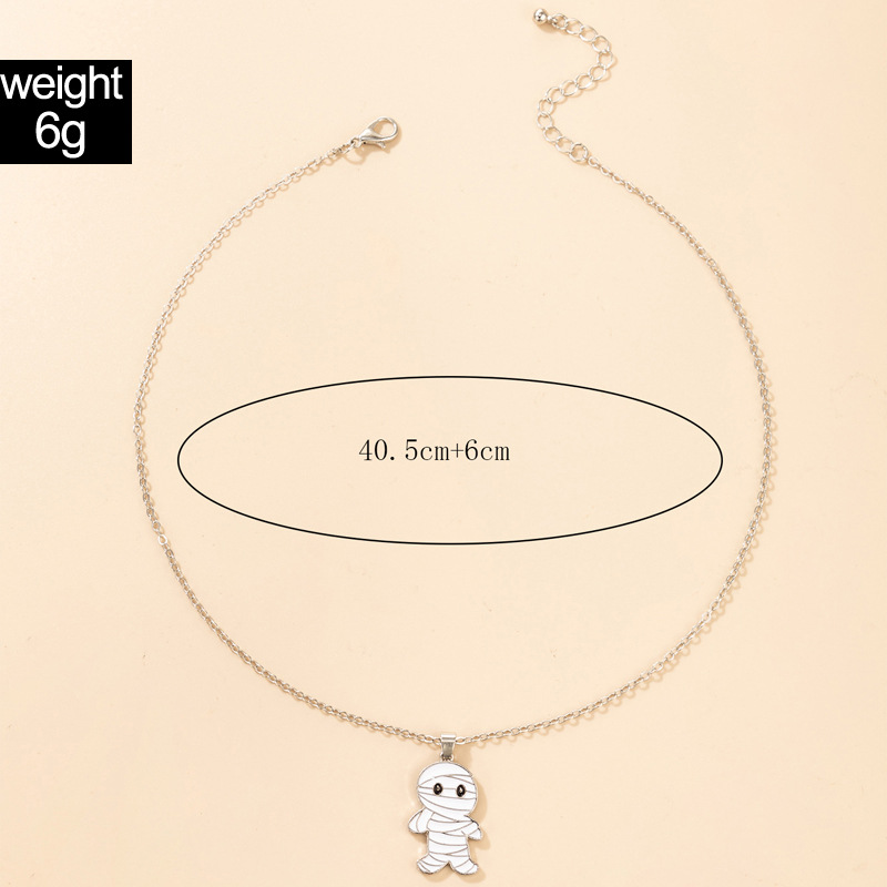 Halloween ghost eyeball mummy pumpkin lantern geometric necklace wholesale nihaojewelry