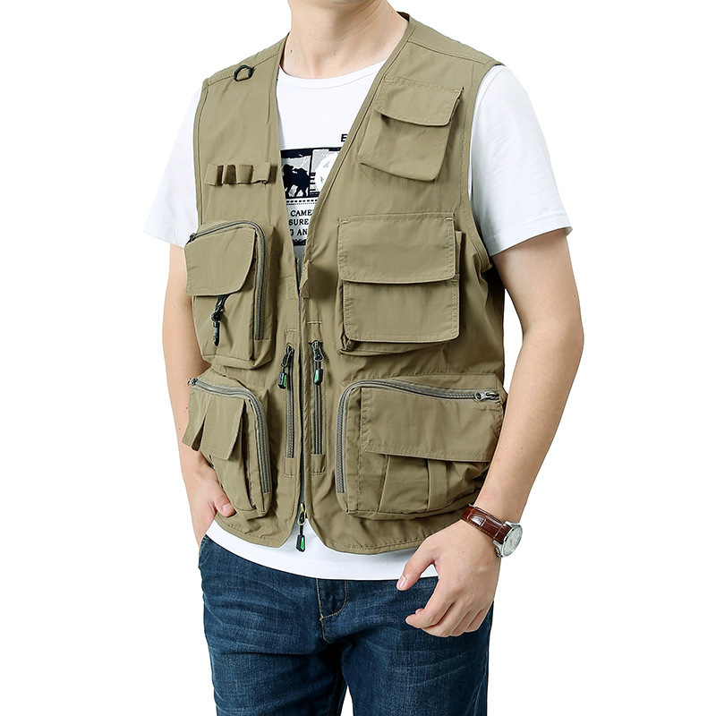 Casual Vest Men's Loose plus size Spring and Autumn Multi-pocket Stereo Bag Solid Color Sleeveless Outdoor Quick-drying Vest Cross-border Vest Casual Vest Men's Loose plus size Spring and Autumn Multi-pocket Stereo Bag Solid Color Sleeveless Outdoor Quick-drying Vest Cross-border Vest