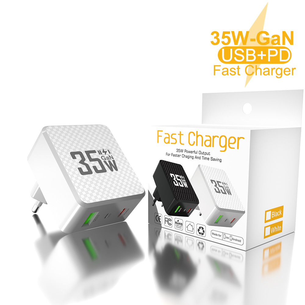 qc 3.0快充PD35W充电头快充GaN欧规 美规 英规usb氮化镓跨境