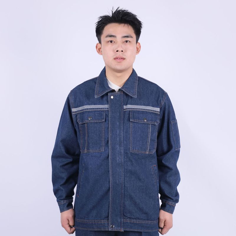反光条牛仔工作服套装春秋劳保服耐磨电焊专用防烫工装电工焊工服|undefined