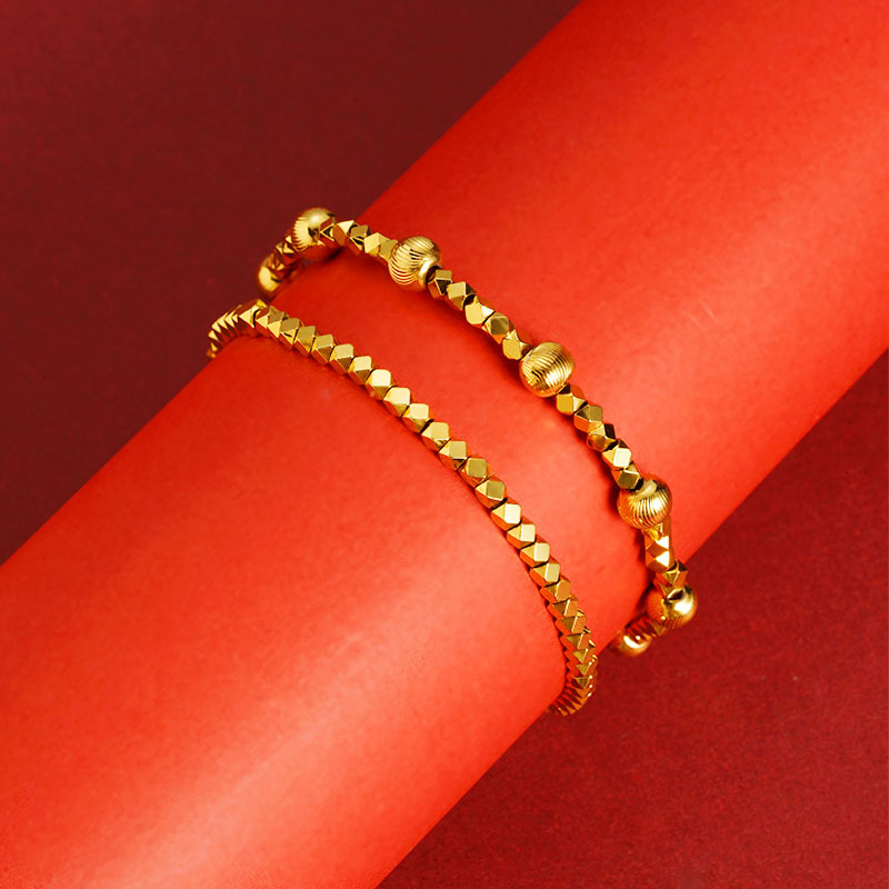 Gufa Sha oro explosión de perlas de arco de geometría flor de arena pulsera de perlas de oro para mujeres simple lujo ligero de alta sensación de joyería de mano fuente de nuevos productos