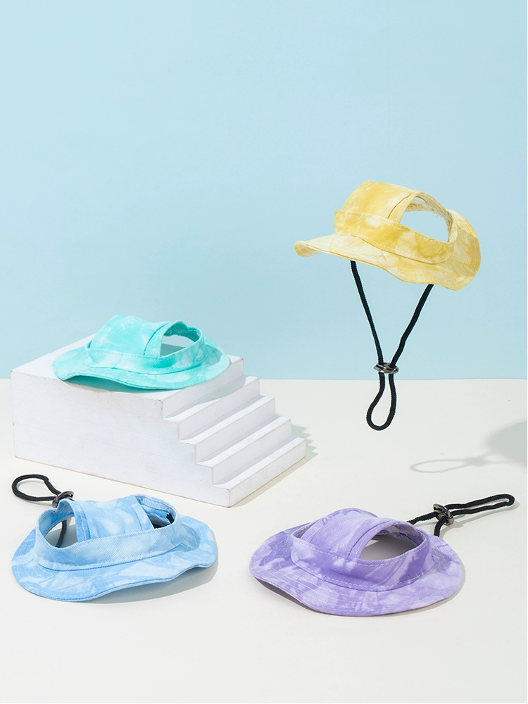 Шляпа для собаки, летняя солнцезащитная шляпа рыбака для кошек с регулируемым отверстием для ушей и защитным шлемом для прогулок с собакой и фотосъемки