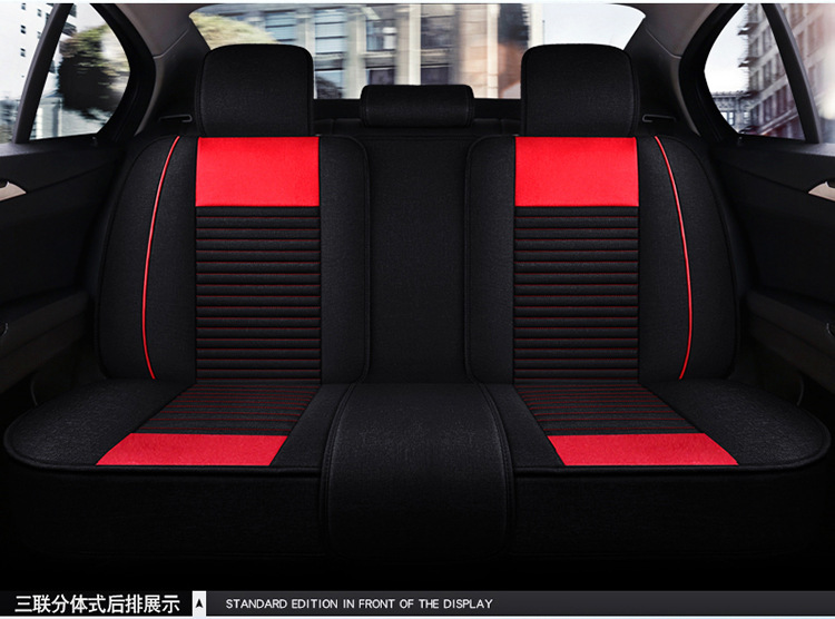 Five-Seater Car Seat Covers, Universal for All Seasons, Linen Seat Covers, Fabric Car Cushions, Fully Enclosed Car Seat Pads