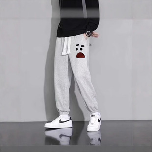 Men's Pants Summer 2025 New Men's Sports Pants Spring and Autumn Loose Jogger Youth Casual Cropped Pants Men