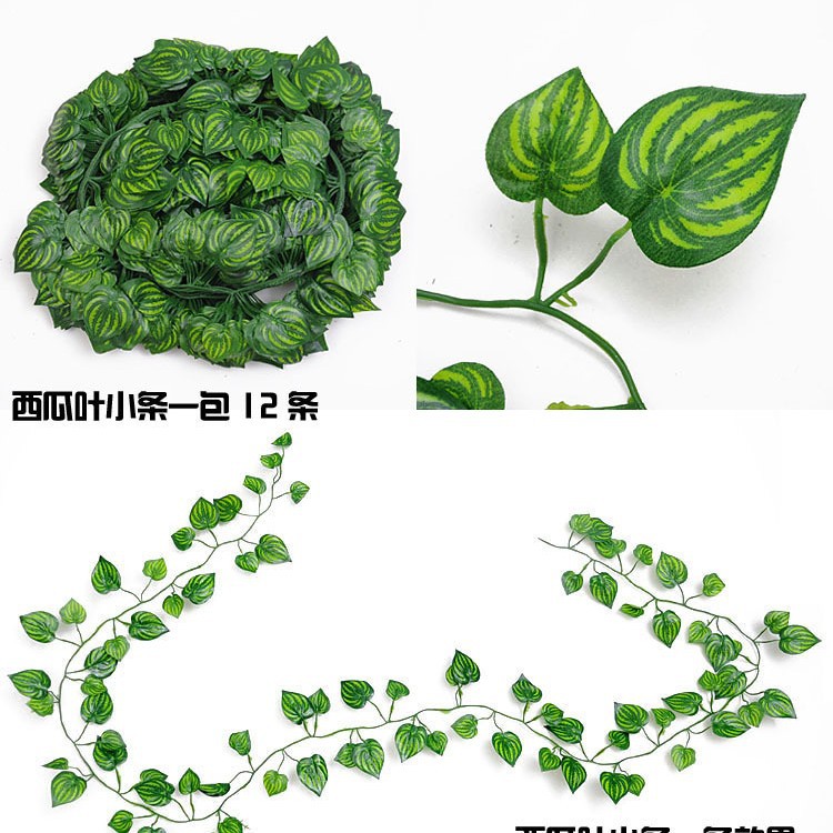 Ratán artificial decoración de techo perenne plástico decoración vid 80 unidades de patata dulce rábano verde uva hoja de tubo de bobinado