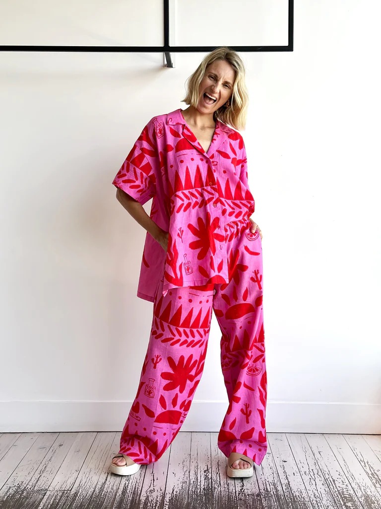 2 Pieces Set Quantity Holiday, Beach, Date Occasion Turndown Neckline Holiday Beach Date Women's Vacation Printing Linen Polyester Printing Pant Co-ord Set Pants Sets