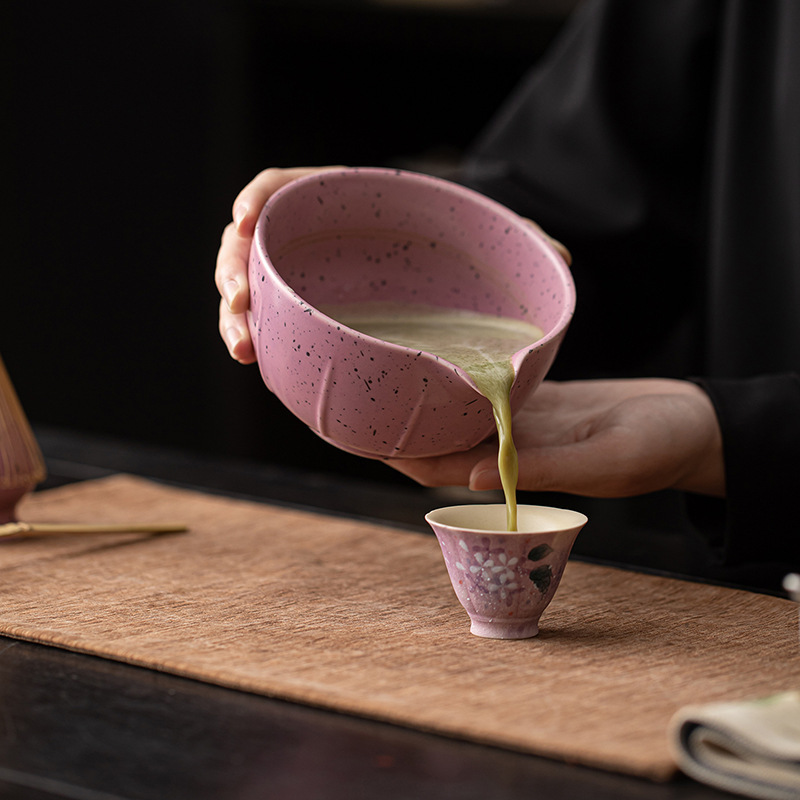 ミルキーパープルインクドット抹茶4点セット セラミックドット茶碗 抹茶茶碗 百本立 抹茶茶筅セット|undefined