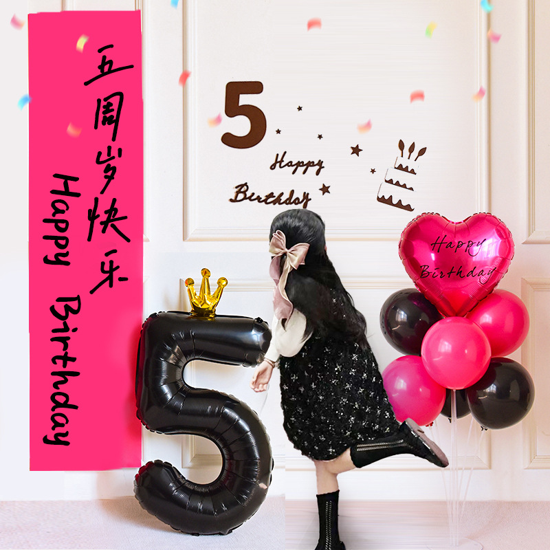 Three Year Old Children's Birthday Party Decorations Popular Scene Setup Balloons Banners Hanging Cloths Photo Backdrops_voghion.com