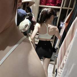 LULU原标Y型运动背心女带胸垫性感细内衣带美背健身瑜伽上衣吊带