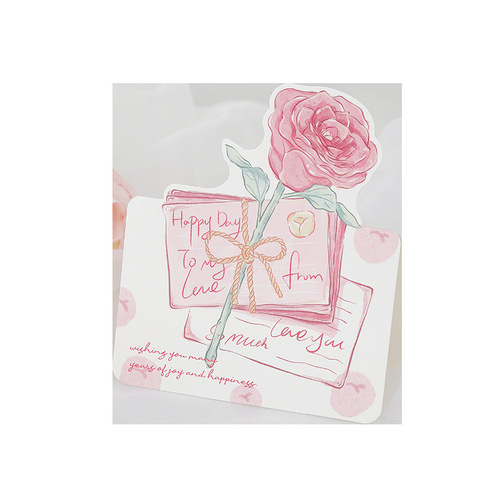 Valentine's Day Bouquet Greeting Card Rose Hand-painted Series Small Card Mother's Message Card Gratitude Flower Shop Card Wholesale