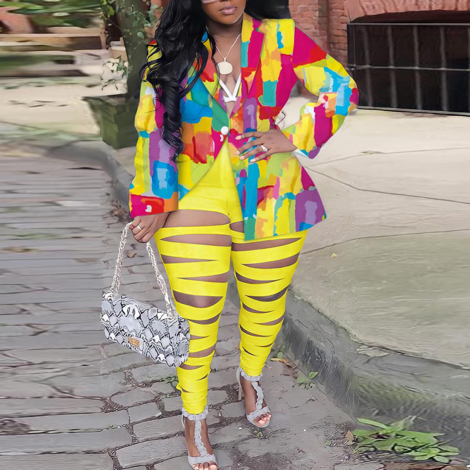 Korean Style Distinctive Colorful Small Suit Women's 2024 Spring and Autumn New Fashion Sense Loose Small Contrast Coat WL6