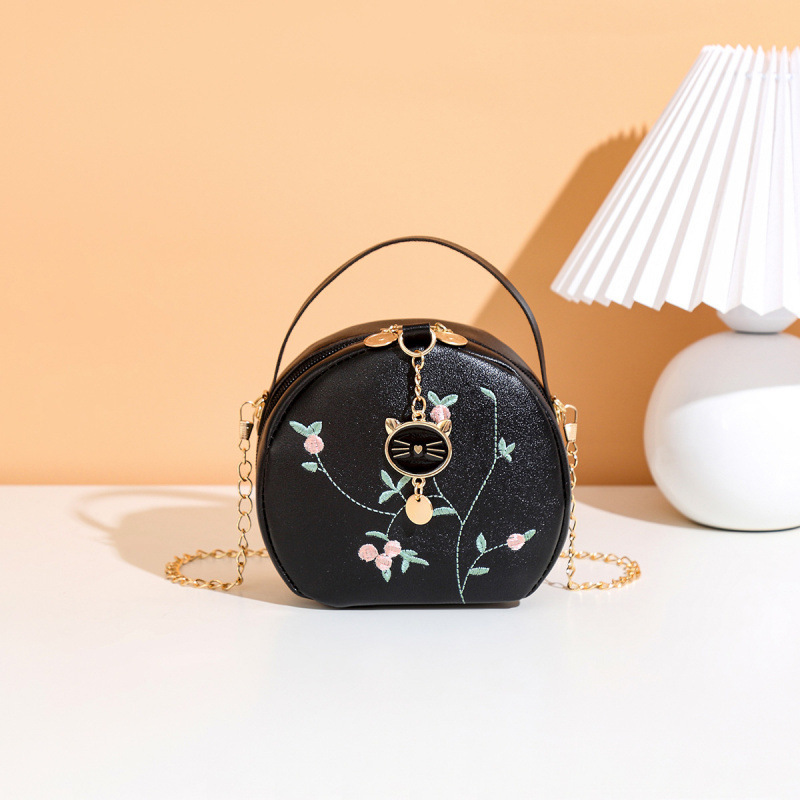 Bolso de mujer impresa cabeza de gato bolso redondo comercio exterior al por mayor 2025 verano nueva personalidad hombro inclinado bolso de cambio image 7
