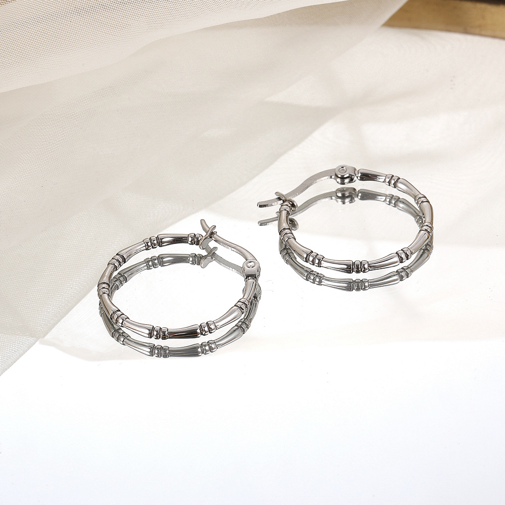1 Pair INS Style Simple Style Commute Geometric Plating 304 Stainless Steel 18K Gold Plated Hoop Earrings display picture 3