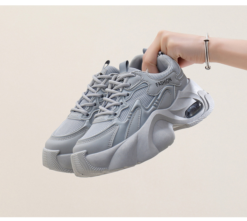 Ins coréen Net coupe basse papa chaussures femmes 2024 automne nouveau respirant étudiant sport hauteur augmenter loisirs YB2808_voghion.com