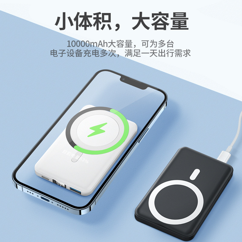 Banco de energía inalámbrico magnético MAGSAFE de 22.5W con carga rápida, batería de gran capacidad con clip trasero, fuente de alimentación móvil con carga rápida.