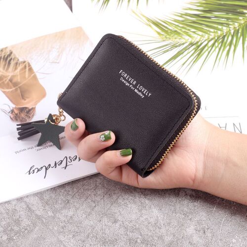 Short tassel star wallet for women, cute mini Korean version for female students, zipper coin bag, coin purse, small card bag