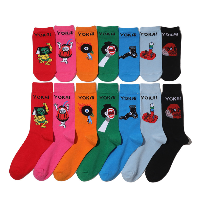 Male Japanese Monster Animation Socks Female Cotton Monster Story Sock Cartoon Personality Trend Boat Socks-5Prs 24 Hmqviviiynsayin8Wuaft9+D3/B+Jvcknbcd