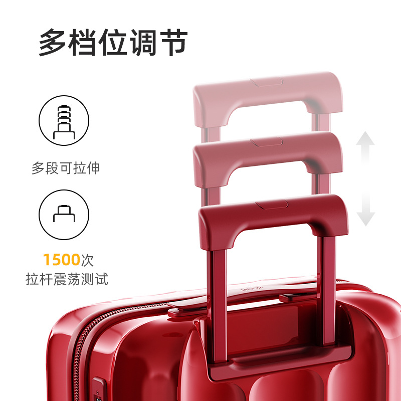 Vali nhựa PC cao cấp bánh xe đa năng kéo tay, hộp cưới cô dâu có khóa mật khẩu — Công nghệ vật liệu PC Covestro màu vàng bề mặt bóng được vận chuyển bởi SF Express