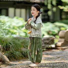 女童新款宋制汉服古风套装春秋款超仙中国风洋气唐装民族风三件套