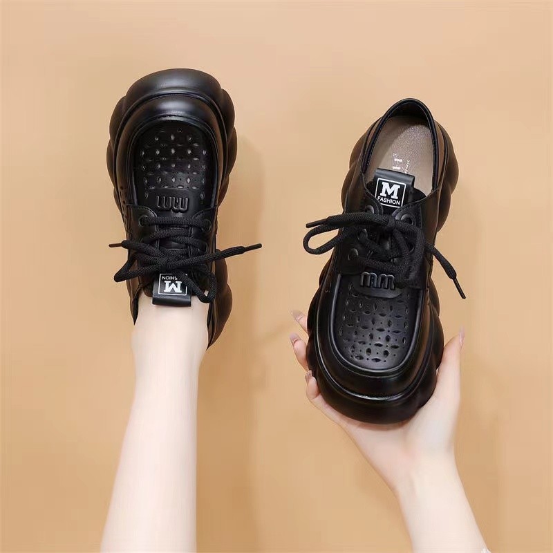 2026 primavera nueva Lefour zapatos de mujer estilo inglés de estilo amplio con suela suave cabeza redonda de moda zapatos muffin de suela gruesa zapatos antideslizantes