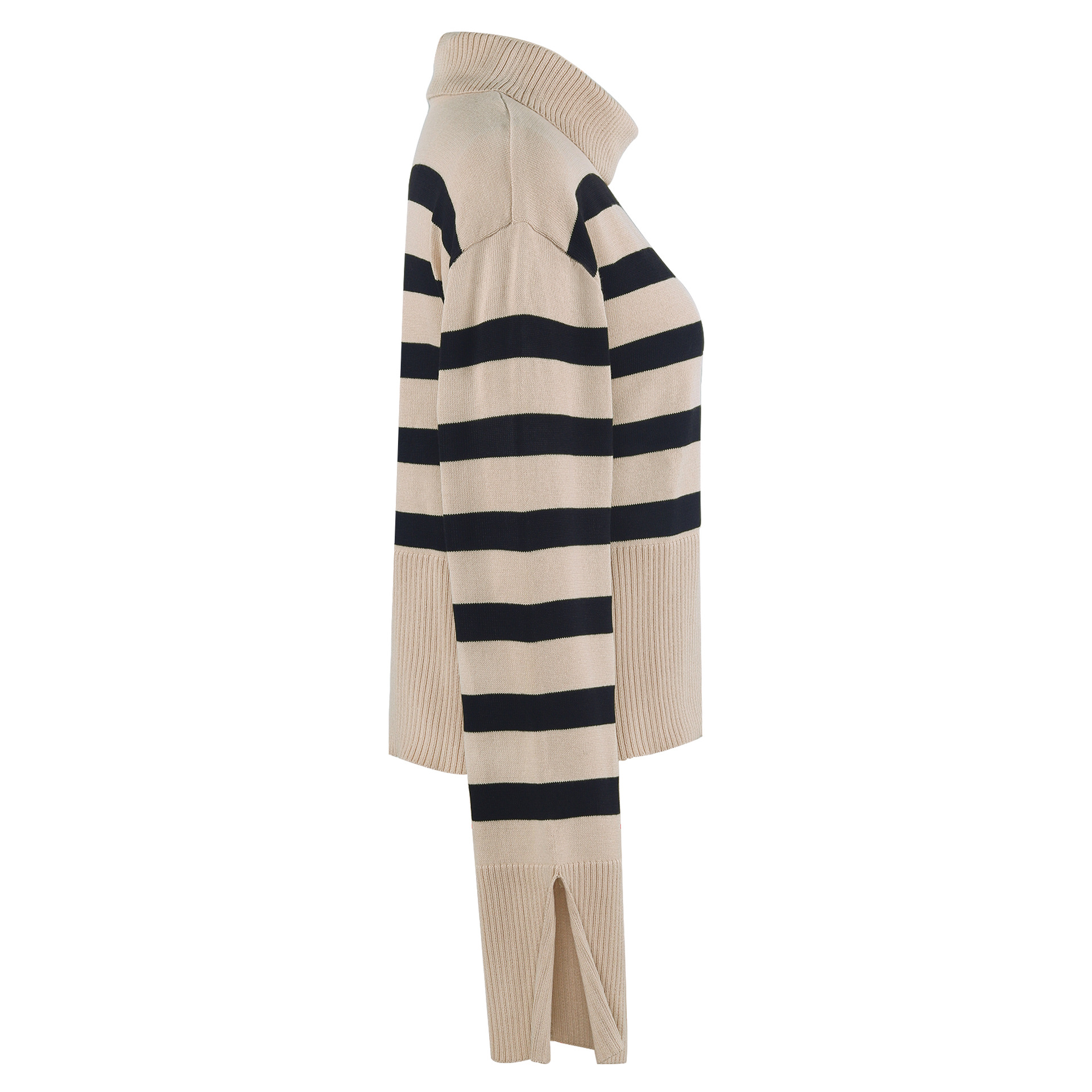 Pull décontracté pour femme avec fente aux poignets et col roulé_voghion.com