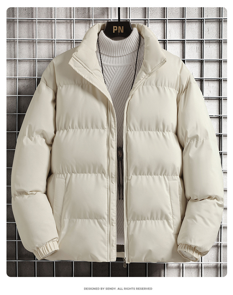 Giacca invernale da uomo in tinta unita, semplice, con collo alto in cotone, stile coppia, ampia_voghion.com