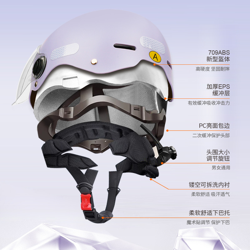 Casco de Motocicleta Eléctrica Estilo Comercio Exterior, Casco Medio para Bicicleta Eléctrica para Hombre, Casco de Seguridad con Protección Solar para Mujer para Todas las Estaciones