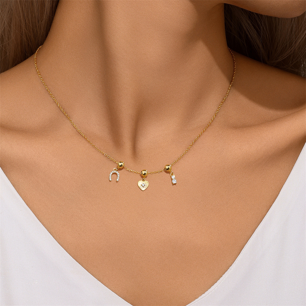 925 sterling silver Chain Material cable chain Chain Type 1 Piece Quantity 925 Sterling Silver Zircon Cable Chain Plating Heart Shape Multi Charms Necklace