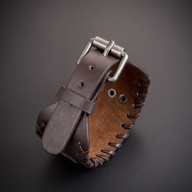 Fashion Viking Totem Triangle Energy Leather Woven Bracelet