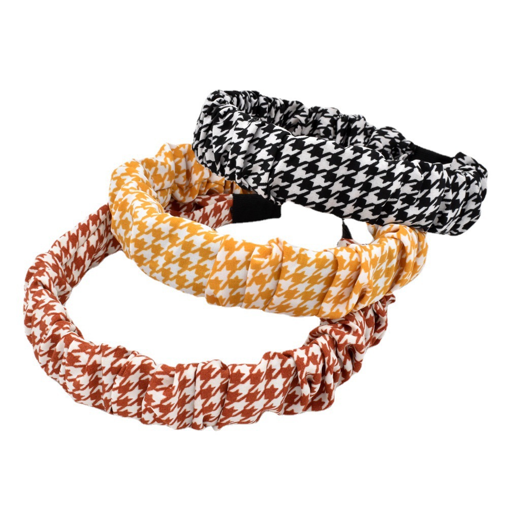 Retro Fabric Fashion Style Houndstooth Bubble Fold Headband display picture 5