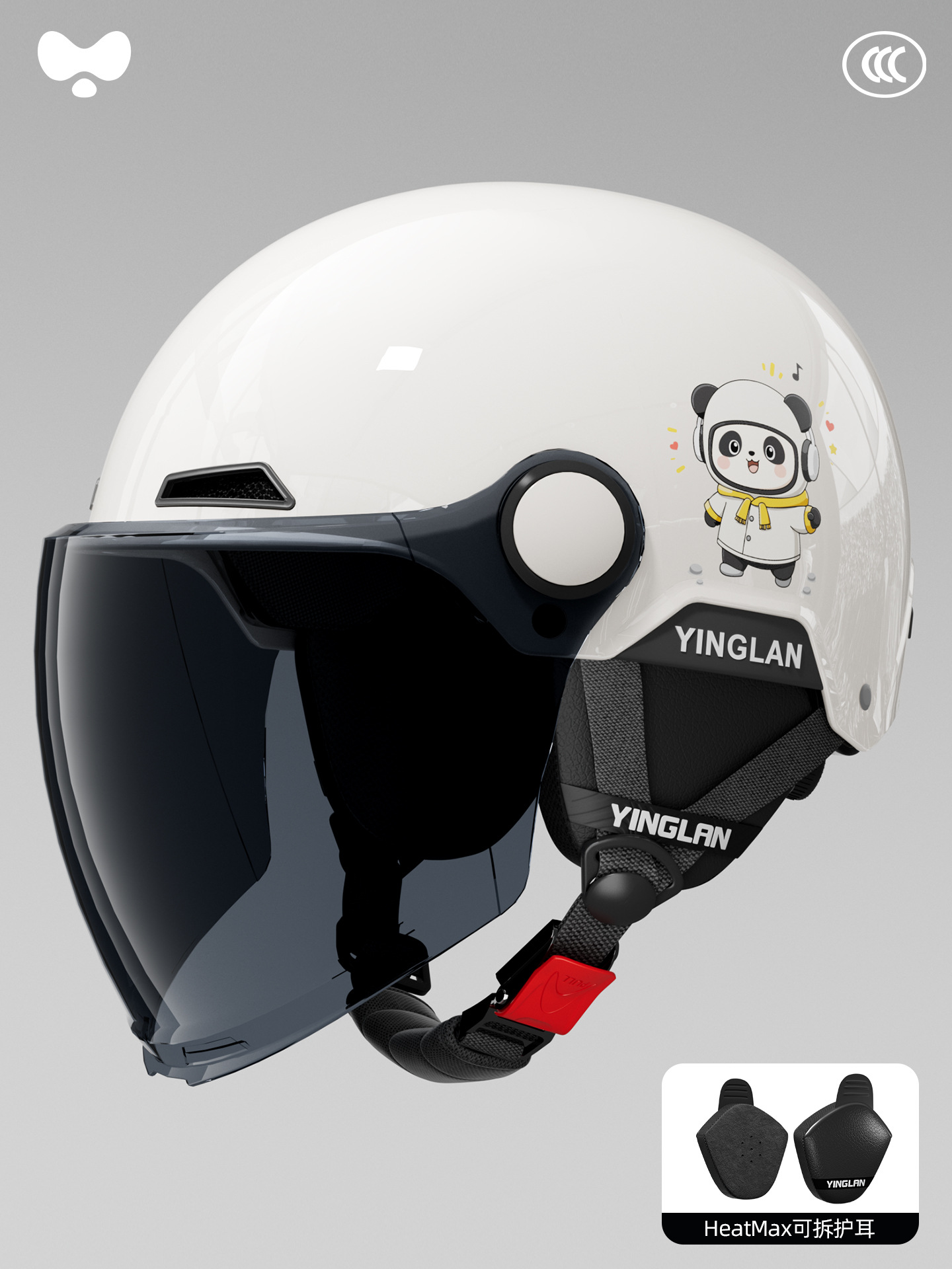 Motosiklet kaskı (dəbilqə) — Universal Light Warm Universal - 3c-rock-bear-sunscreen-long-mirror-four-seasons-detachable-one-size