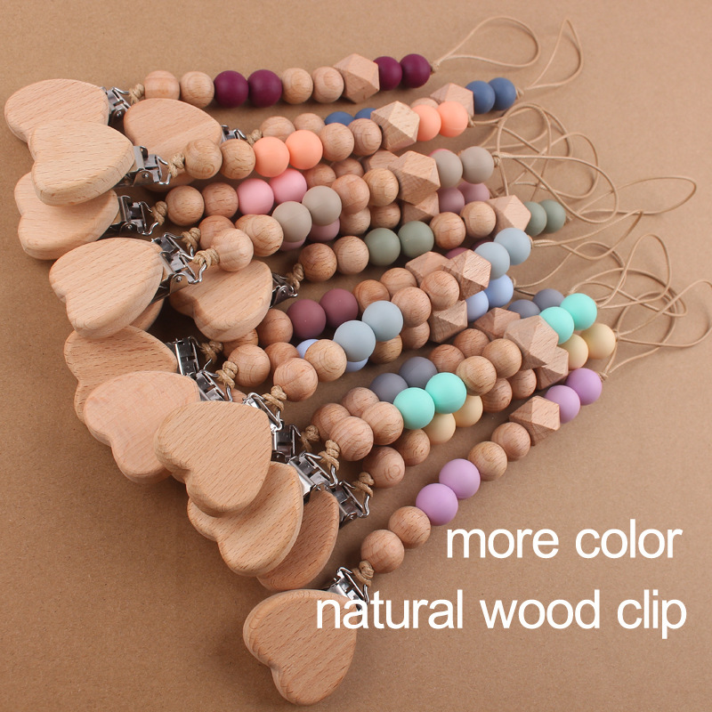 Nuevos suministros para bebés de dibujos animados amor haya chupete clip creativo bebé cuentas de silicona mordedura molar chupete cadena