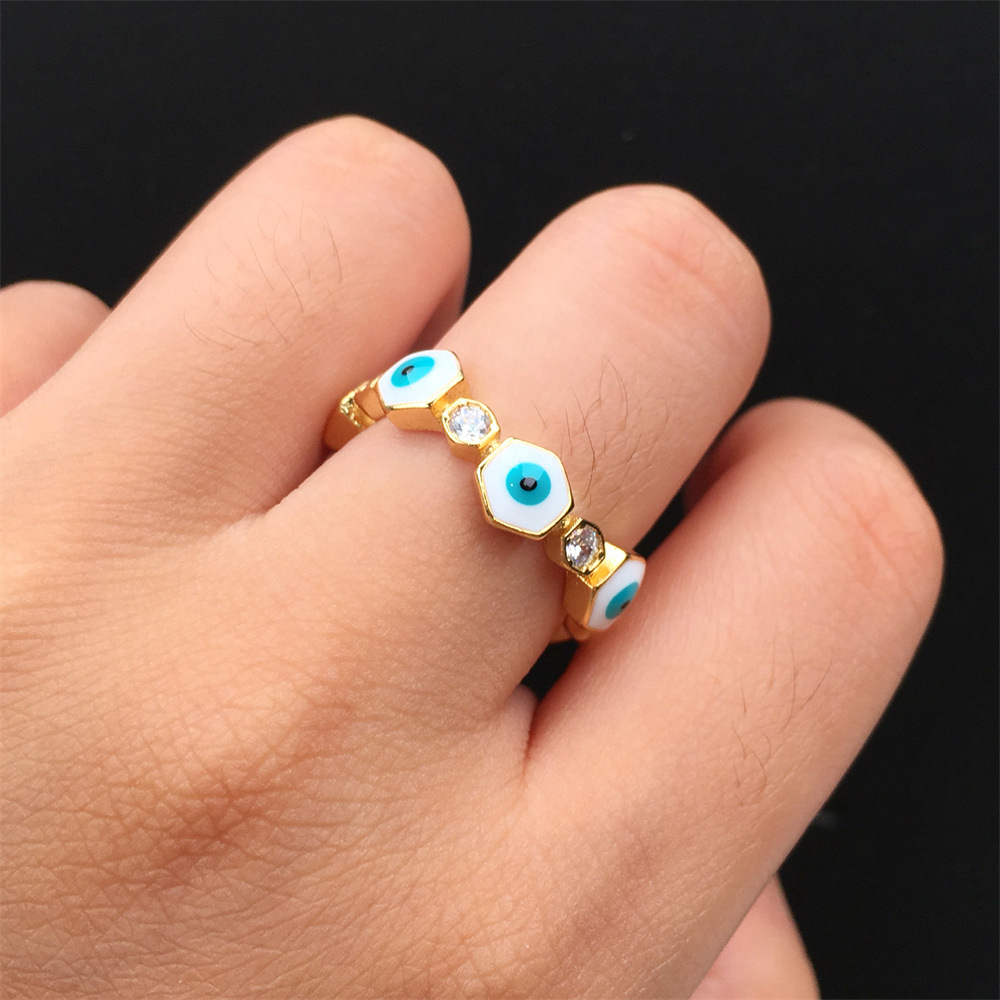 vintage micro zircon geometric devils eye color oil dripping copper ring wholesale nihaojewelrypicture10