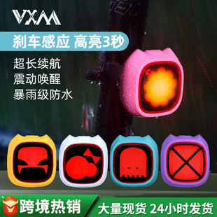 Bicycle Smart Brake Sensor Tail Light Mountain Road Kidsren's Car High Brightness Night Riding Charging Warning Tail Light