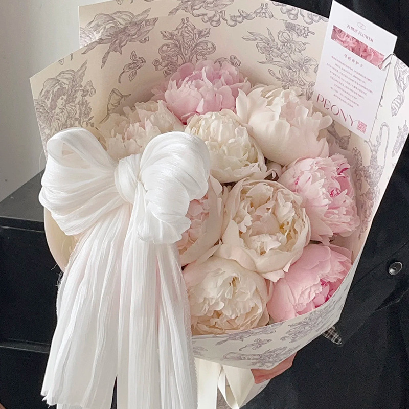 萱彩 新款法式珠光雪缎布料母亲节花束包装手工花束diy蝴蝶结装饰