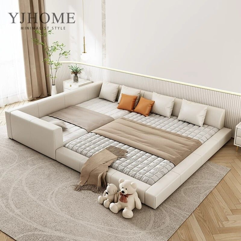 Tatami Bed for a Family with Two Children, Parent-Child Bed for a Family of Four, Master Bedroom Splicing Bed, Simple Modern Double Bed Tatami Bed for a Family with Two Children, Parent-Child Bed for a Family of Four, Master Bedroom Splicing Bed, Simple Modern Double Bed