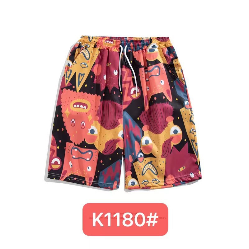 Pantalones de playa de los hombres retro de la pareja Vacaciones de aguas termales anti-vergüenza quinto pantalones ropa exterior pantalones cortos de playa de verano hombres