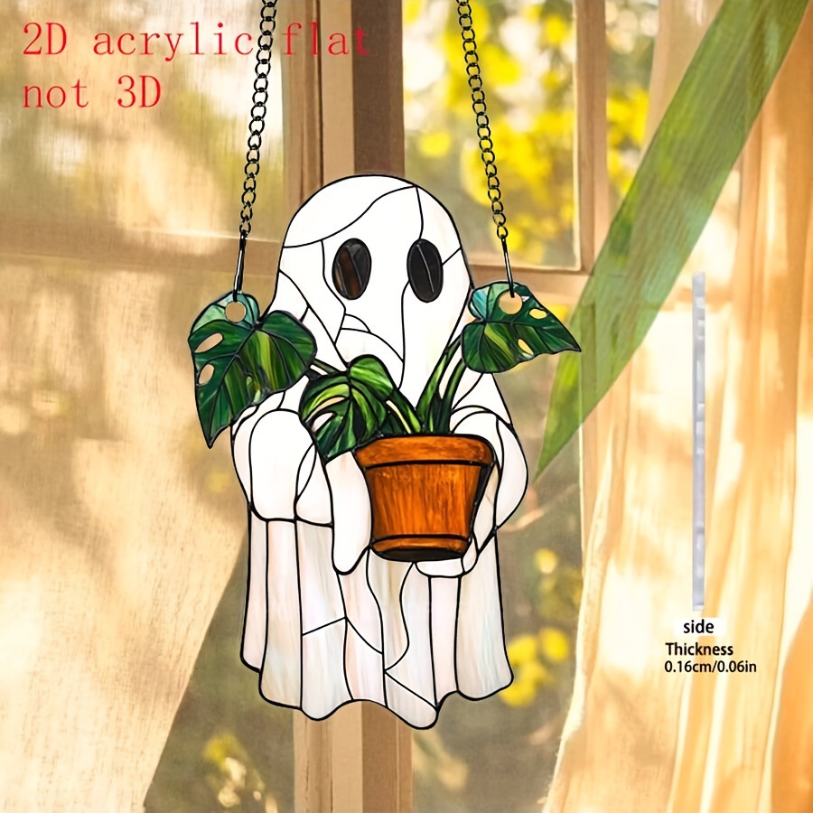 Nuevos productos transfronterizos de Halloween encantadores fantasmas atrapadores de sol pequeños fantasmas 2D planos acrílicos colgantes de atmósfera de vacaciones