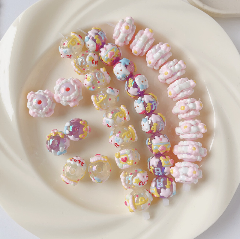 Hand-painted beaded hand-painted beads mixed handmade shop heavy industry fully painted dopamine DIY mobile phone chain jewelry accessories bag chain