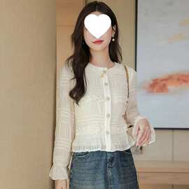 春季2026新款超仙小香风雪纺衫气质时尚小衫甜美长袖上衣女图片色