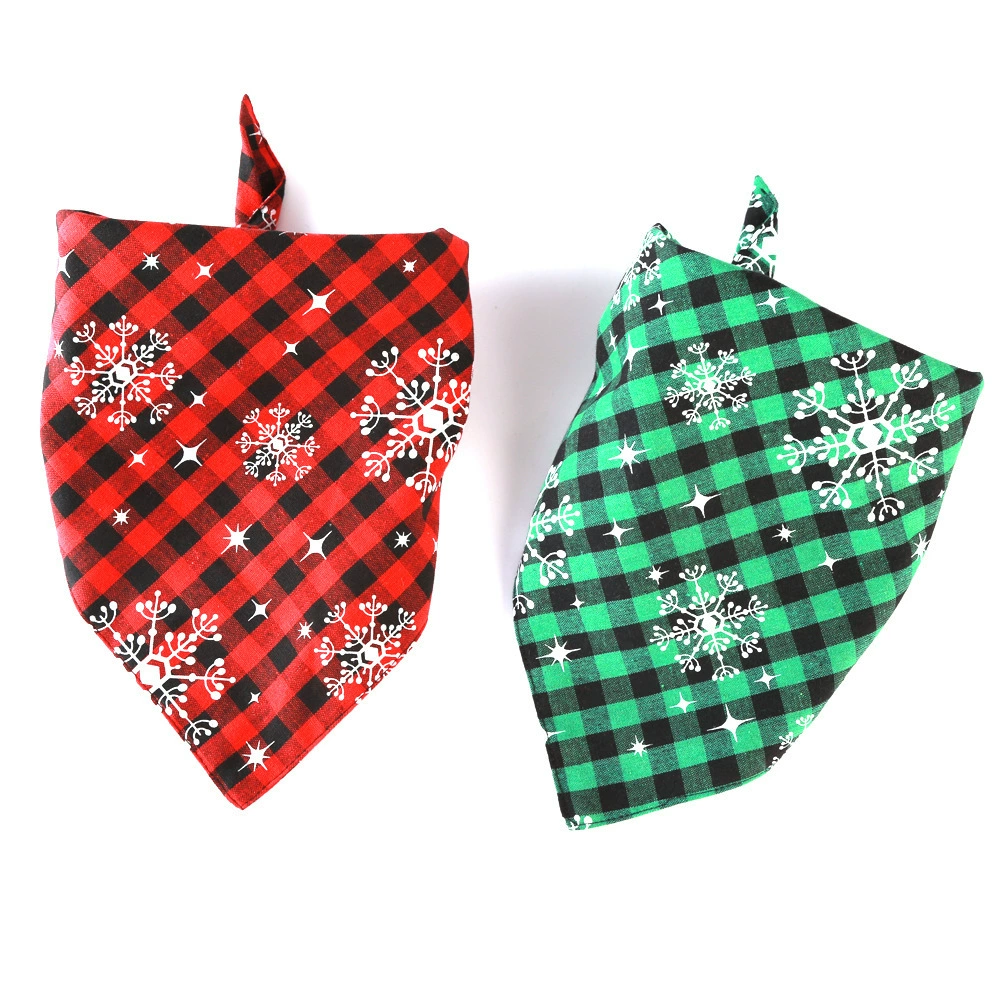 В наличии Tanpopo трансграничное клетчатое Снежинка рождественское полотенце для слюны собаки треугольное полотенце для домашних животных шарф для домашних животных
